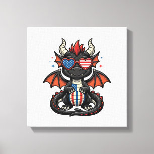 Toile Bébé Dragon Patriotique Vintage Vector Design de T