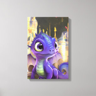 Toile Bébé Dragon Violet Et Imaginaire Château Médiéval