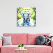 Toile Bébé éléphant adorable et réflexion personnalisés (Insitu(Salon))