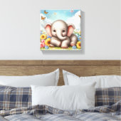 Toile Bébé éléphant dans les fleurs (Insitu(Chambre))