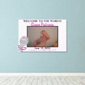 Toile Bébé Fille Hochet Rose Statistiques de Naissance 9 (Insitu (Plancher de Bois))