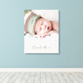 Toile BÉBÉ FILLE PHOTO DATE DE NAISSANCE caractères gras (Insitu (Plancher de Bois))