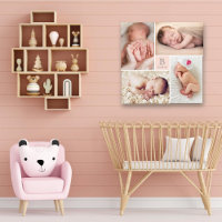 Bébé Girl Monogram Pink 4 Photo Collage