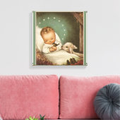 Toile Bébé Jésus avec agneau et oiseau dans la crèche (Insitu(Salon))