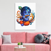 Toile Bébé Krishna avec Flûte - Vibes de paix | 3D dynam (Insitu(Salon))