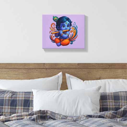 Toile Bébé Krishna avec Flûte - Vibes de paix | 3D dynam (Insitu(Chambre))