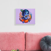 Toile Bébé Krishna avec Flûte - Vibes de paix | 3D dynam (Insitu(Salon))