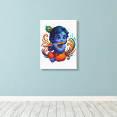 Toile Bébé Krishna avec Flûte - Vibes de paix | 3D dynam (Insitu (Plancher de Bois))