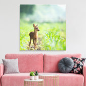 Toile Bébé mignon cerf Fawn dans l'herbe Nature Photogra (Insitu(Salon))