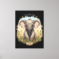 Bébé mignon Eléphant Calf Fleur sauvage Wanderlust
