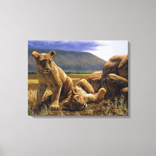 Toile Bébé mignon Lion Africain Cubs (Recto)