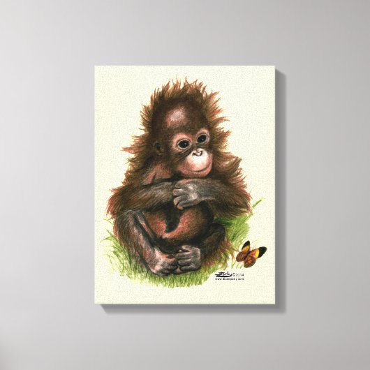 Toile Bébé orang-outan et papillon (Recto)