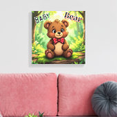 Toile Bébé Ours de Dessin Animé Mignon dans les Bois (Insitu(Salon))