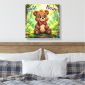 Toile Bébé Ours de Dessin Animé Mignon dans les Bois (Insitu(Chambre))