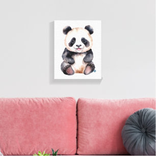 Toile Bébé panda mignon aquarelle