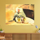 Toile Bébé singe avec maman (Insitu(Salon))