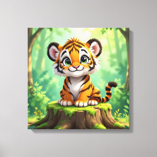 Toile Bébé Tigre Jolie illustration de nursery pour en
