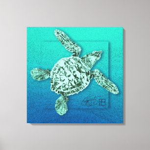 Toile Bébé Tortue verte en vert