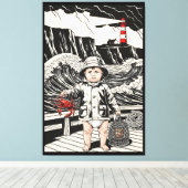 Toile Bébé Victorien - Pêcheur de bébé drôle de poisson (Insitu (Plancher de Bois))