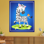 Toile Bébé Zèbre Dessin Jouer avec Papillon-23960 (Insitu(Salon))