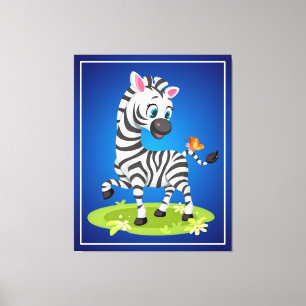 Toile Bébé Zèbre Dessin Jouer avec Papillon-23960