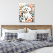 Toile Bébés mignons animaux | Mignonne chiot maltais bla (Insitu(Chambre))
