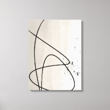 Beige et noir One Line minimaliste Art Abstrait