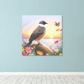 Toile Bel oiseau dans une scène de nature côtière (Insitu (Plancher de Bois))