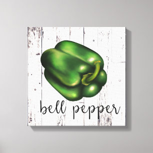 Toile BELL PEPPER Blanc Bois rustique Ferme Cuisine
