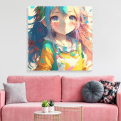 Toile Belle Anime Colorée fille (Insitu(Salon))