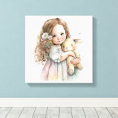 Toile Belle Aquarelle Jolie Décoration lapin de Pâques (Insitu (Plancher de Bois))