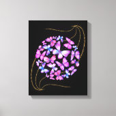 Toile Belle Aquarelle Papillons avec Boule d'Or (Recto)