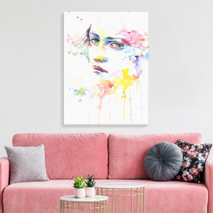 Toile Belle aquarelle Peinture d'une femme sur