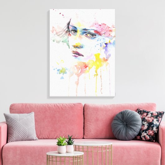 Toile Belle aquarelle Peinture d'une femme sur (Insitu(Salon))