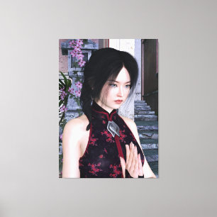 Toile Belle Asiatique Femme traditionnelle robe