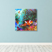 Toile Belle barrière de corail avec poisson clown (Insitu (Plancher de Bois))