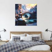 Toile Belle cascade d'hiver Eau sous le pont 2 (Insitu(Chambre))