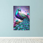 Toile Belle couleur Peacock Paon Bird faune (Insitu (Plancher de Bois))