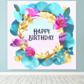 Toile Belle couronne florale d'anniversaire (Insitu (Plancher de Bois))