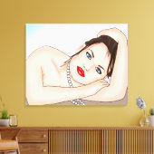 Toile Belle dame en perles aux yeux bleus (Insitu(Salon))