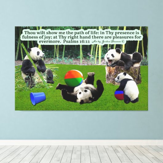 Toile Belle Écriture Panda : Psaumes 16:11 (Insitu (Plancher de Bois))