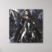 Toile Belle Fée Gothique sur Cheval Noir  (Recto)