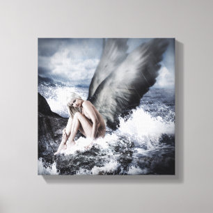 Toile belle femme blonde avec des ailes d'ange