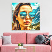 Toile Belle femme dans les lunettes de soleil La réflexi (Insitu(Salon))