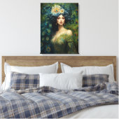 Toile Belle femme entourée de plumes de paon (Insitu(Chambre))