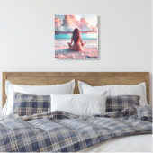 Toile Belle femme méditant sur la plage vierge (Insitu(Chambre))