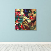 Toile Belle Femme Monter sur le bâton de lèvres (Insitu (Plancher de Bois))