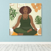 Toile Belle femme noire en courbe méditant (Insitu (Plancher de Bois))