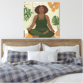 Toile Belle femme noire en courbe méditant (Insitu(Chambre))