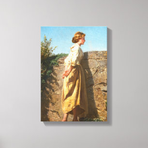 Toile Belle femme regardant le mur (Vintage)